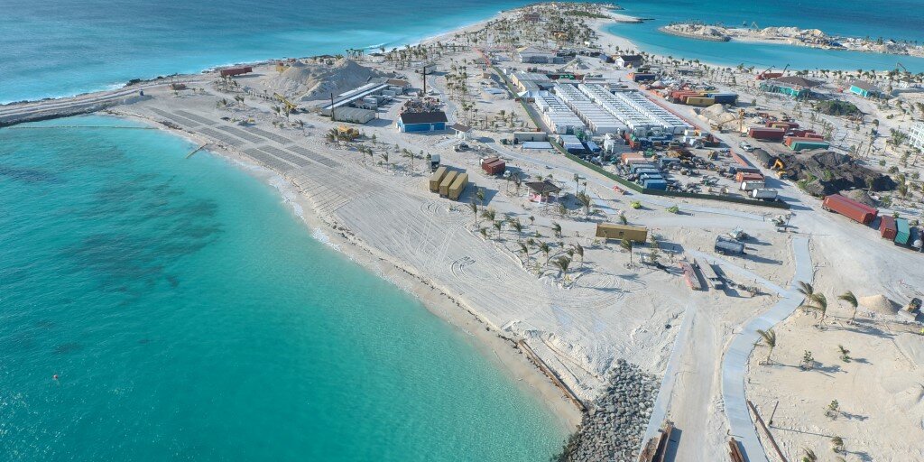 Ocean Cay shoreline during construction